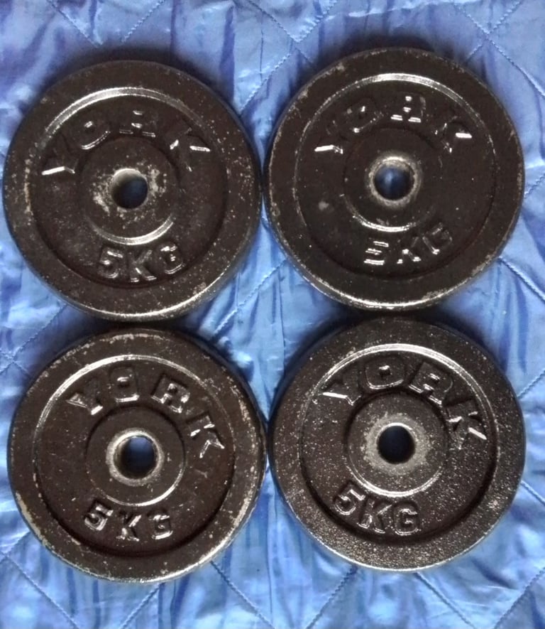 YORK 5kg iron weight plates x 4