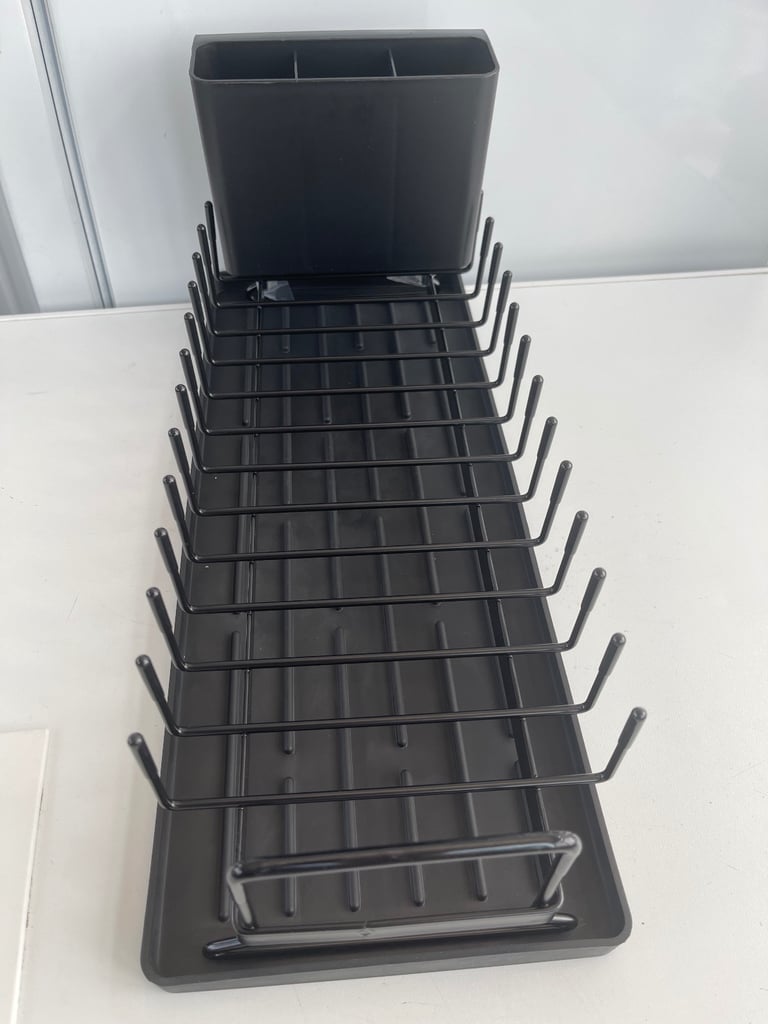 New Slimline Dish Draining Rack with Drip Tray and Cutlery Holder