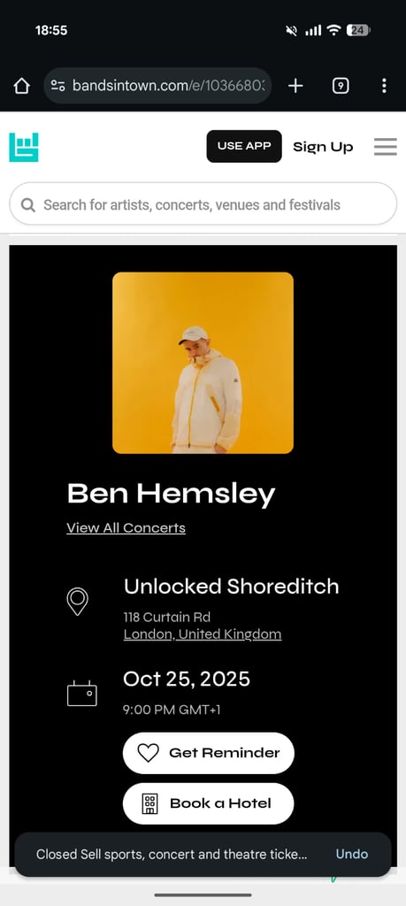image for 2x Ben Hemsley Tickets London