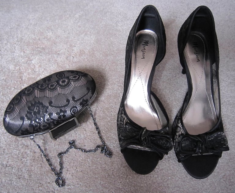 MONSOON LACE EVENING SHOES SIZE 6 WITH MATCHING BAG