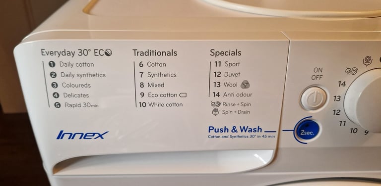 Washing machine Indesit Push&Go 8kg 1400rpm, like NEW