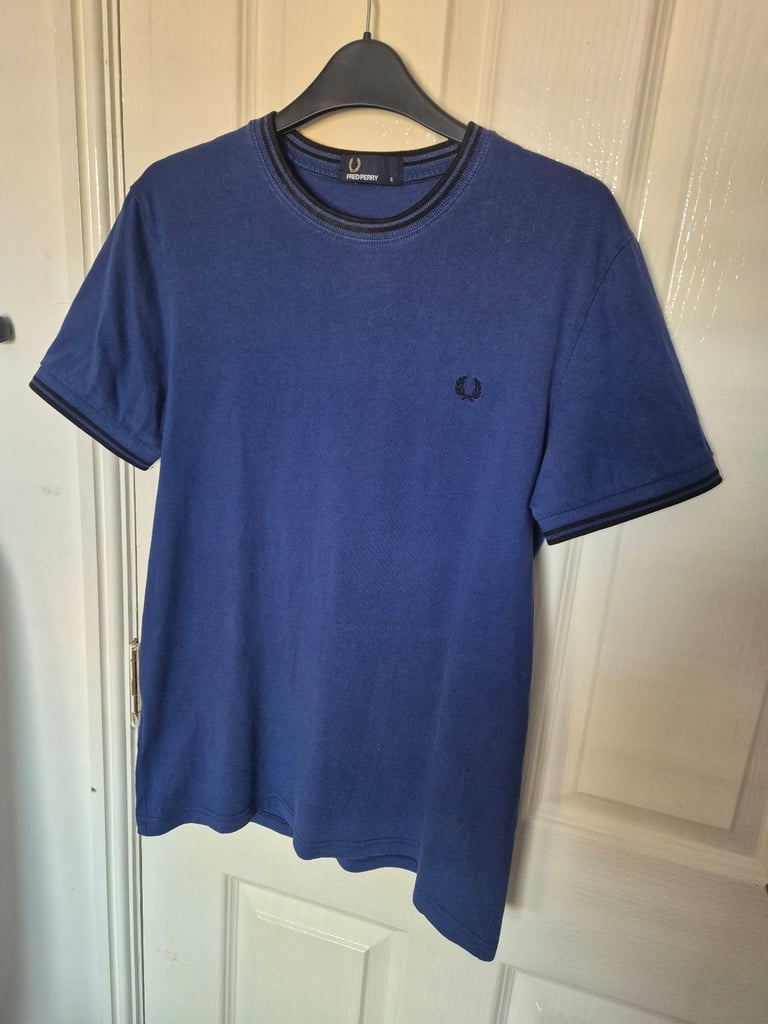 image for Fred perry small mens boys tshirt top blue