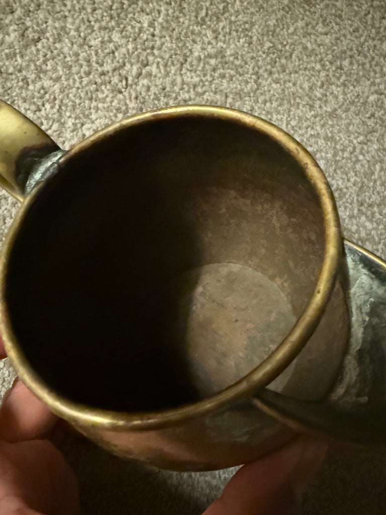 Vintage Brass Guernsey Jersey Jugs Pitcher Dented Antiques