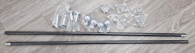 28mm Allure Signature Matt Black Curtain Pole With Chrome Ball Ends 1.5m