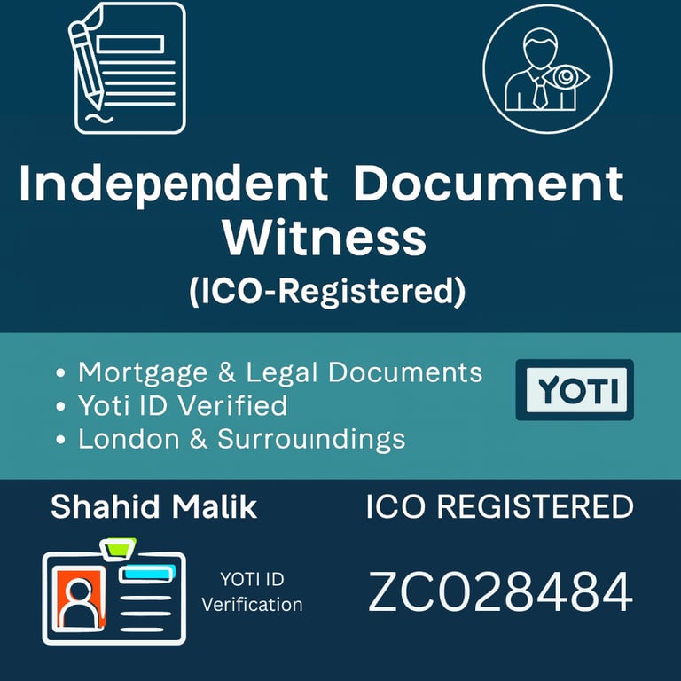 image for ✅ ICO Registered Independent Document Witness | Yoti ID Verified | Feltham, Surrey