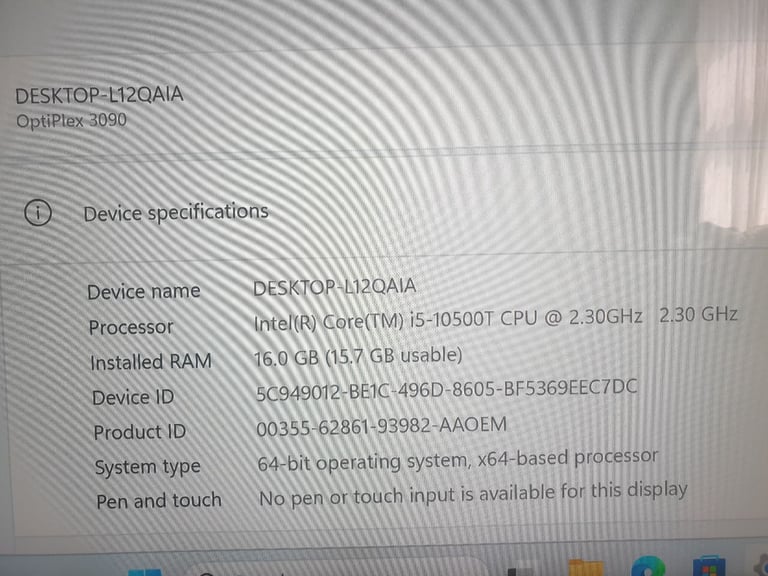 Dell Optiplex 3090 Micro - i5 10th Gen - 16GB Ram - 256 SSD - WiFi - Windows 11 Mini Desktop PC