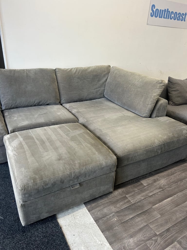 Grey NEXT L shape corner sofa with footstool (Can deliver!)