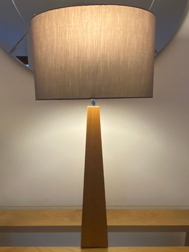 John Lewis Large Solid Oak Obilisk Table Lamp