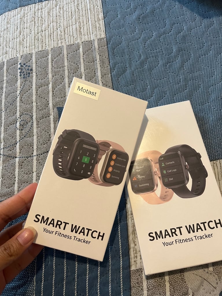 image for 2 brand new smartwatches green and black unopened