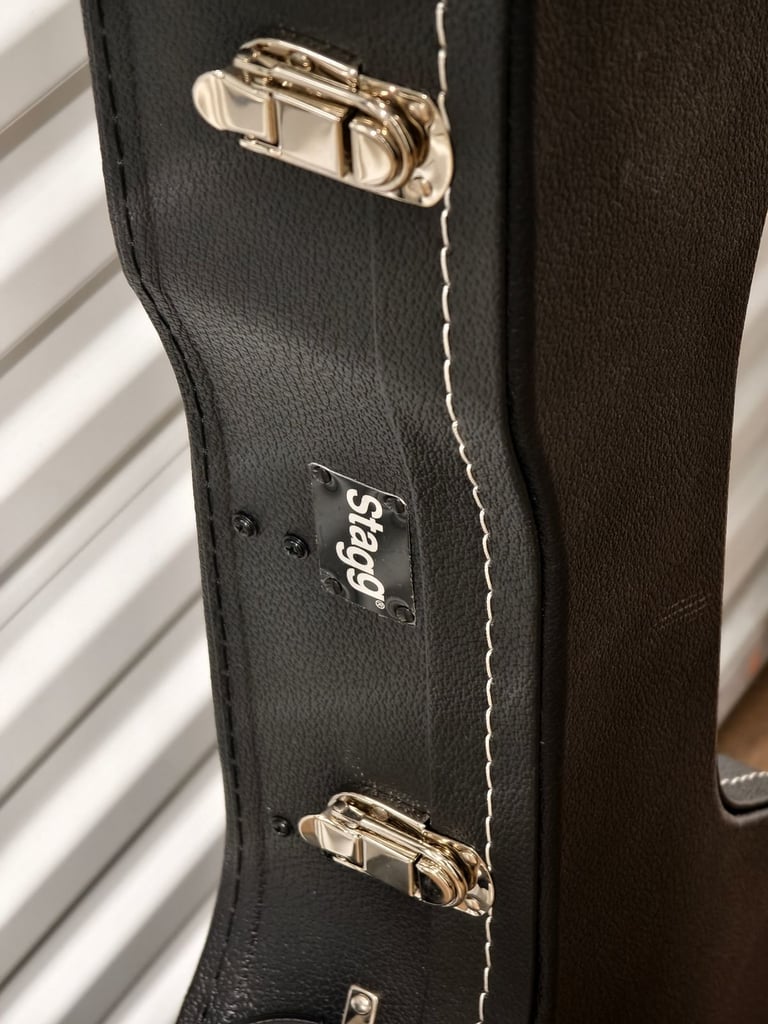 🟩 Stagg Hard Case | Acoustic / Electro-Acoustic Guitar | Black Leather Look | Compact Size