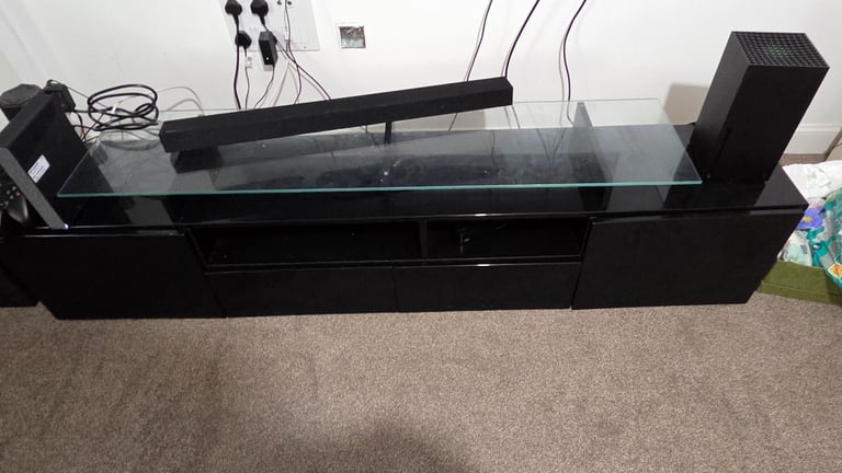 image for FREE! BLACK GLOSS TV STAND WITH STORAGE.