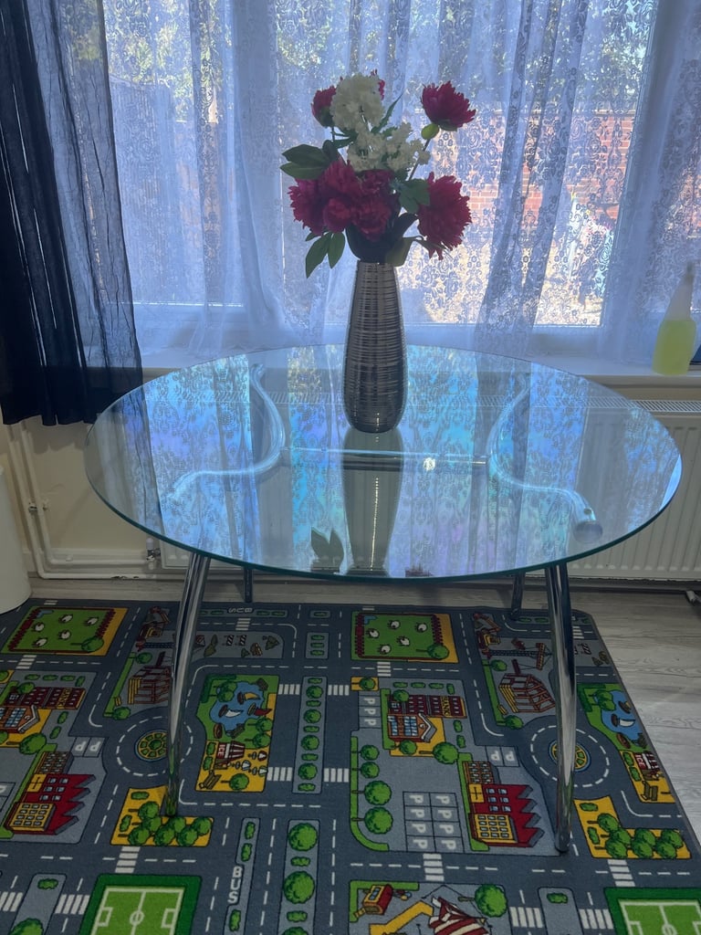Stylish glass dining round dining table 