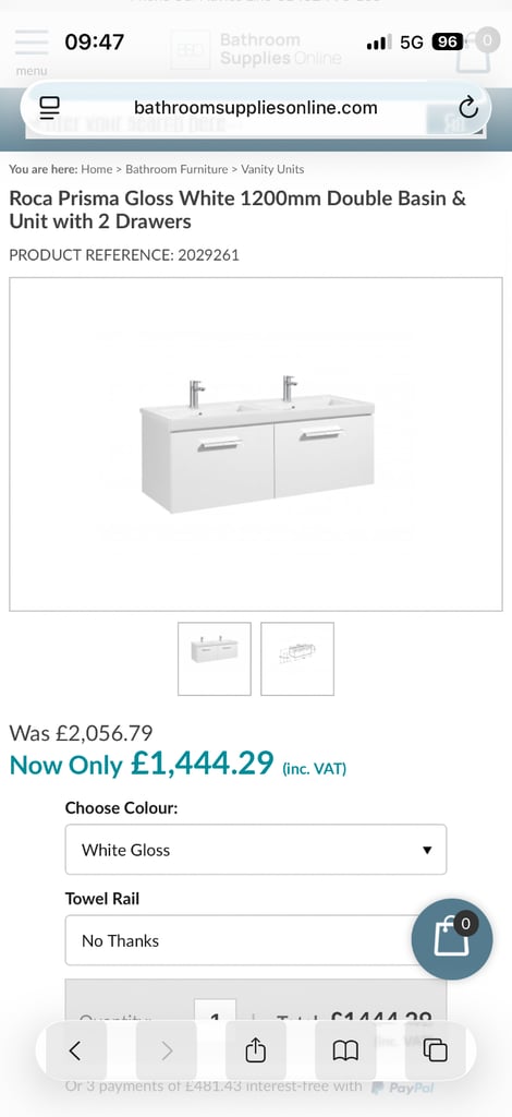 Roca Prisma 1200mm Double Sink Vanity Unit