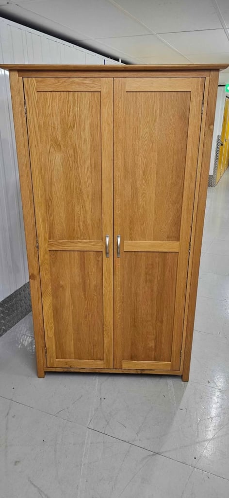 Solid oak ladies and gents 2x wardrobe Devon range from Oak World excellent condition