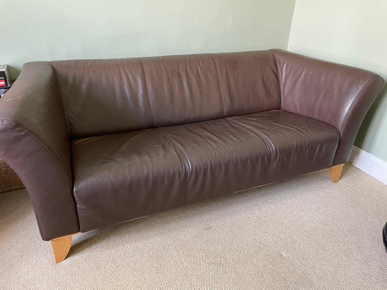 Free - brown leather IKEA 3 seater sofa