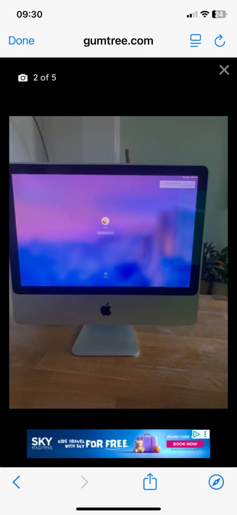 IMAC 20 apple computer for sale until 5th November 