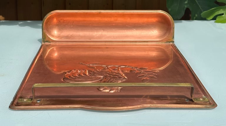 VINTAGE FRENCH COPPER KITCHEN UTENSIL RACK, COQ, COCKEREL HANGING RAIL - 49x37cm - WILL POST!