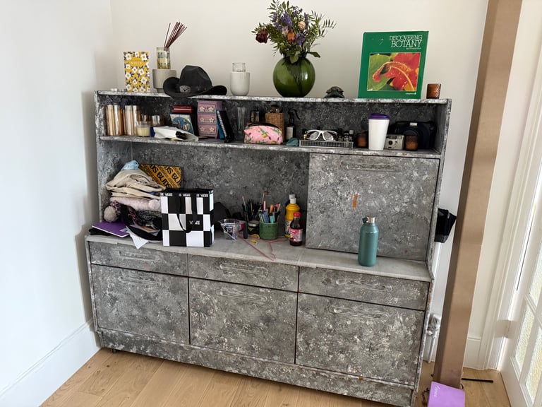 Large Grey Storage Unit on Wheels
