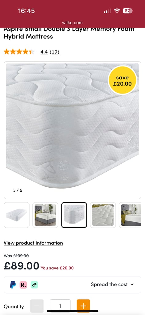 New Small double mattress 