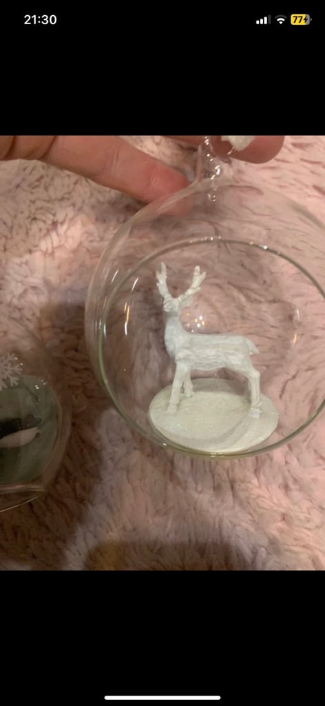 SET OF 2 LARGE GLASS CHRISTMAS TREE BAUBLES WITH OPEN FRONTS