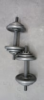 image for Dumbbells -  removable weights, cast iron, black metal finish