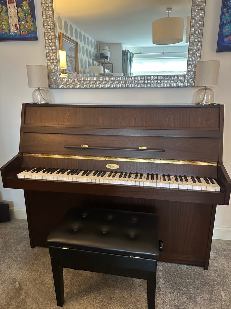Stunning KEMBLE Mahogany Upright Piano and Hinged Piano Stool - Like New