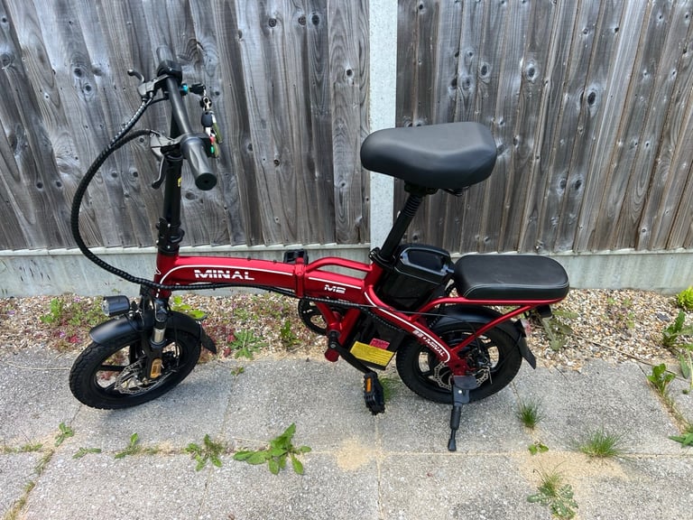 image for Minal M2 Red Folding Electric Bike E-Bike 250W Motor 48V 15AH Battery 34km/h New