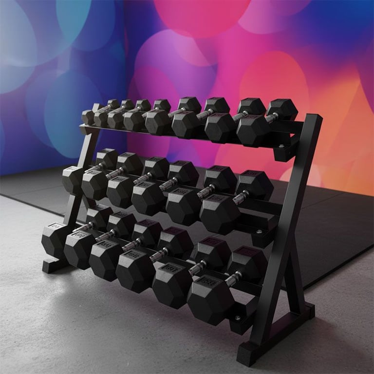 image for Hex Dumbbell Set with Rack – 5kg to 30kg Pairs | 