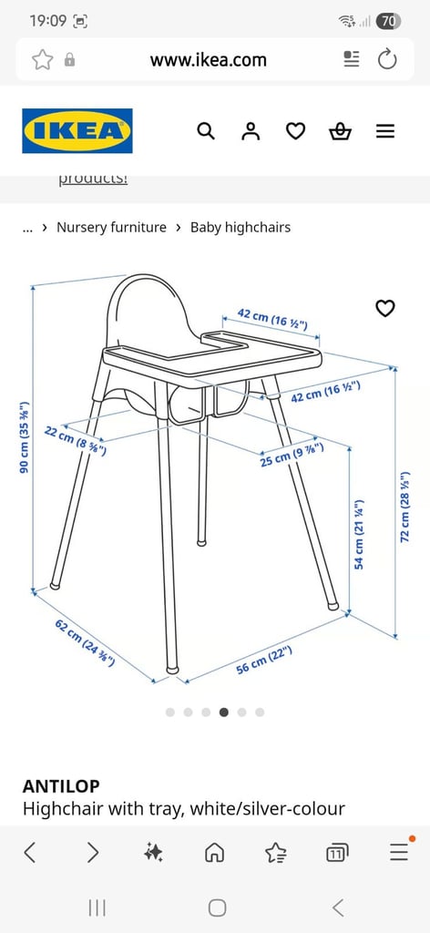 Ikea high chair with straps and tray
