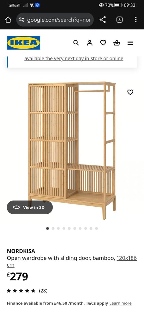 image for Nordkisa open wardrobe with sliding door