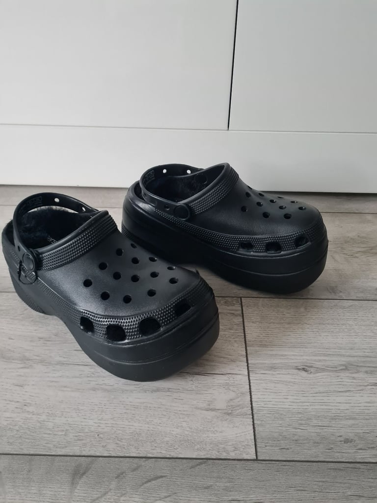 image for Bershka platform clogs fur lined crocs size 4 