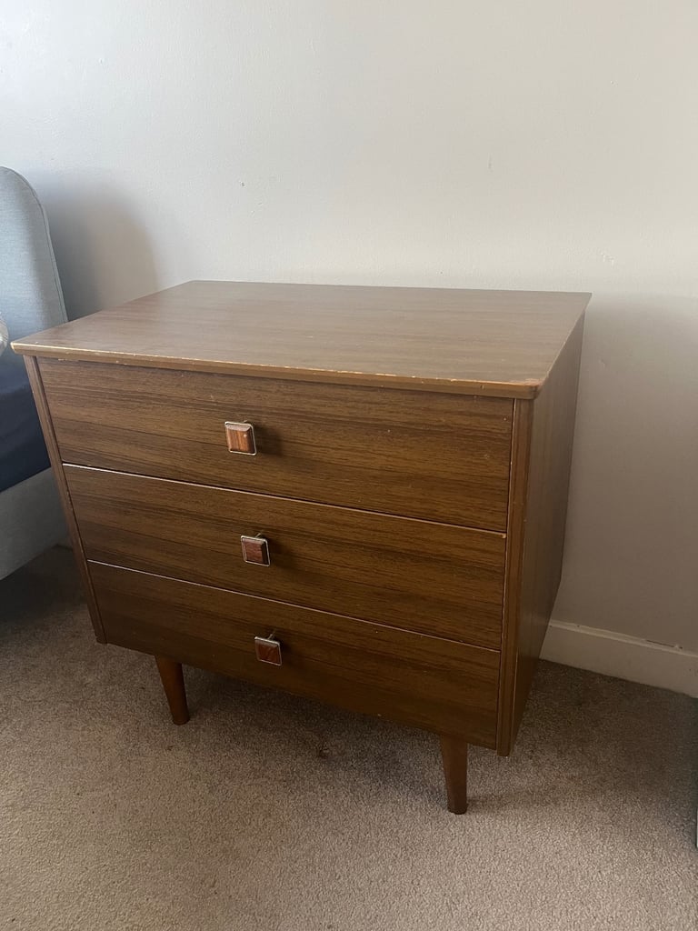 Mid century brown bed side table 