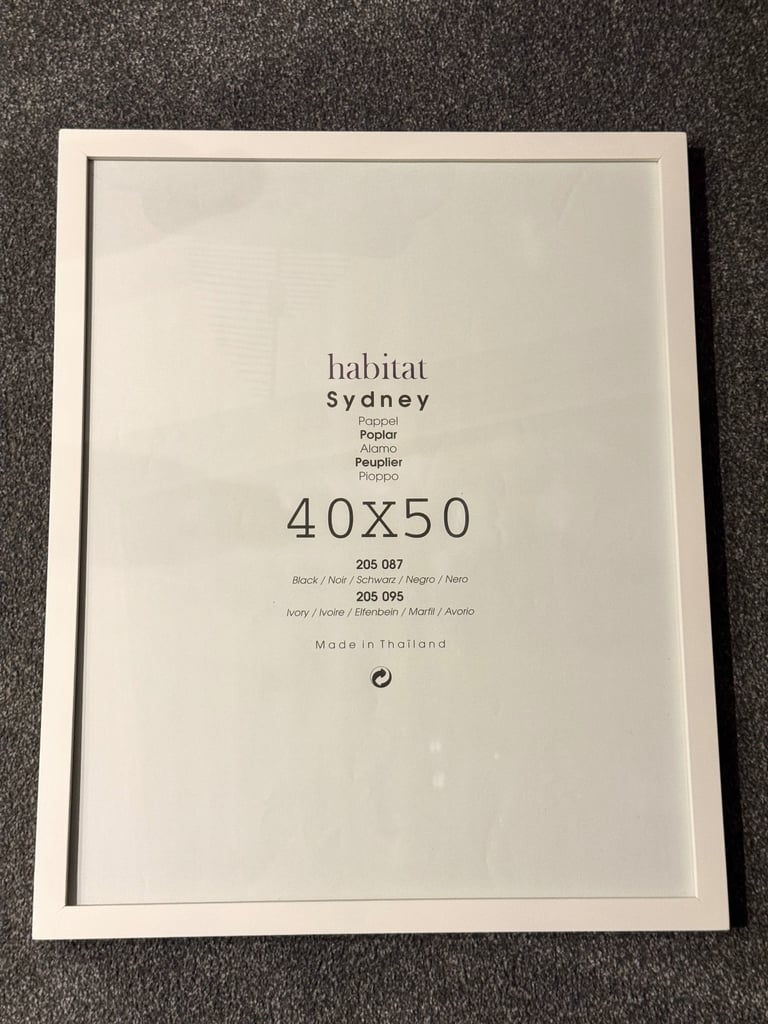 Habitat White Wood & Glass 40 cm x 50 cm Picture Frame Poster