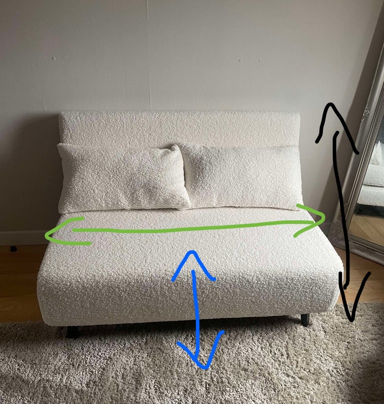 Double white boucle sofa bed