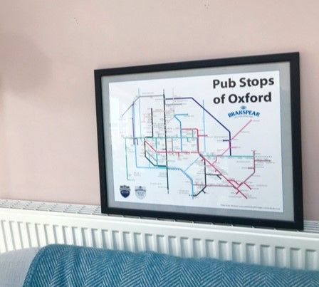 OXFORD PUB WALL MAP, LONDON UNDERGROUND, BRAKSPEAR BREWERY, INSPECTOR MORSE TOLKEIN