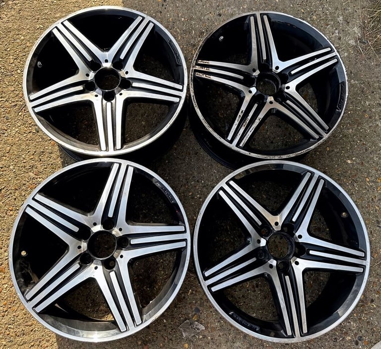 MERCEDES A250 CLA250 SET 4X 18'' GENUINE AMG BLACK POLISHED USED ALLOY WHEELS S606U4