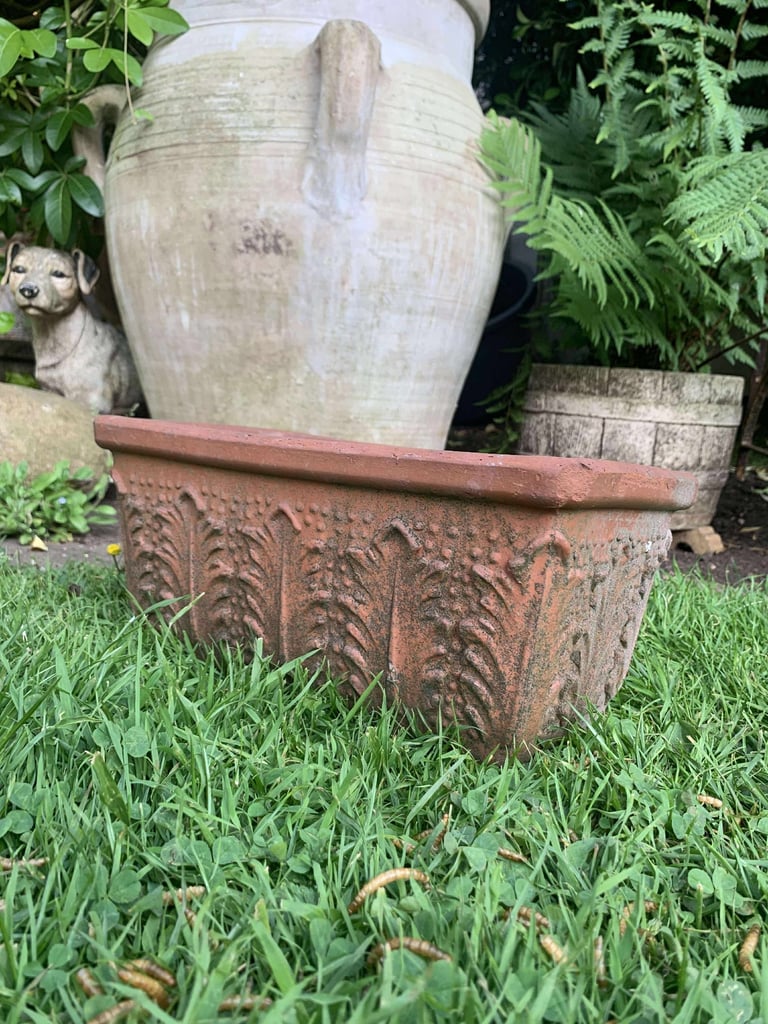 Italian terracotta, decorative plant pot oblong 