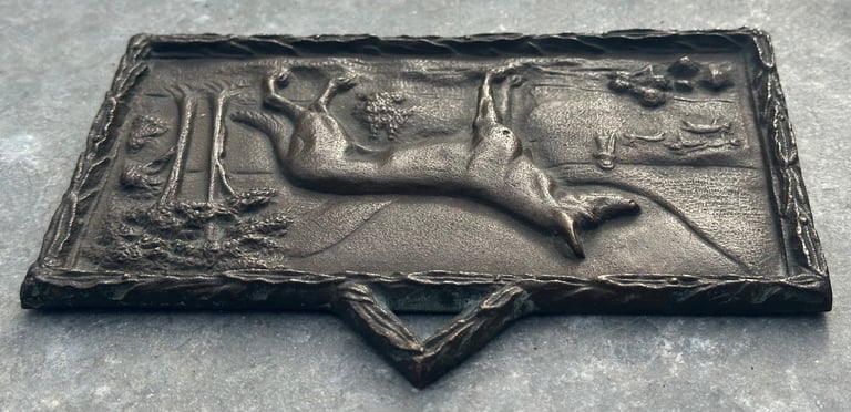 ANTIQUE BRONZE GERMAN SHEPHERD DOG PLAQUE SCULPTURE 17x10cm, 1900s FRITZ DILLER? - WILL POST!