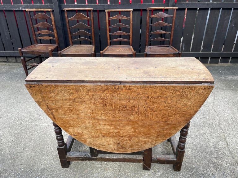 image for Vintage Gate Leg drop leaf table and 4 chairs