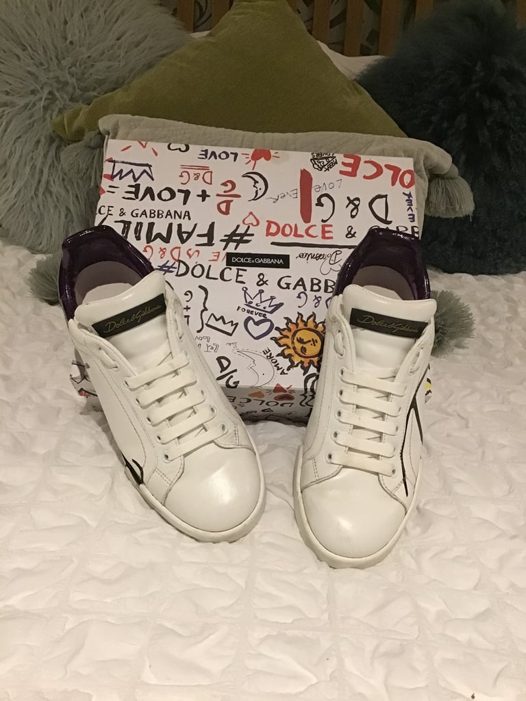 Dolce & Cabanna Woman's White & Purple Training Shoes - Size 4