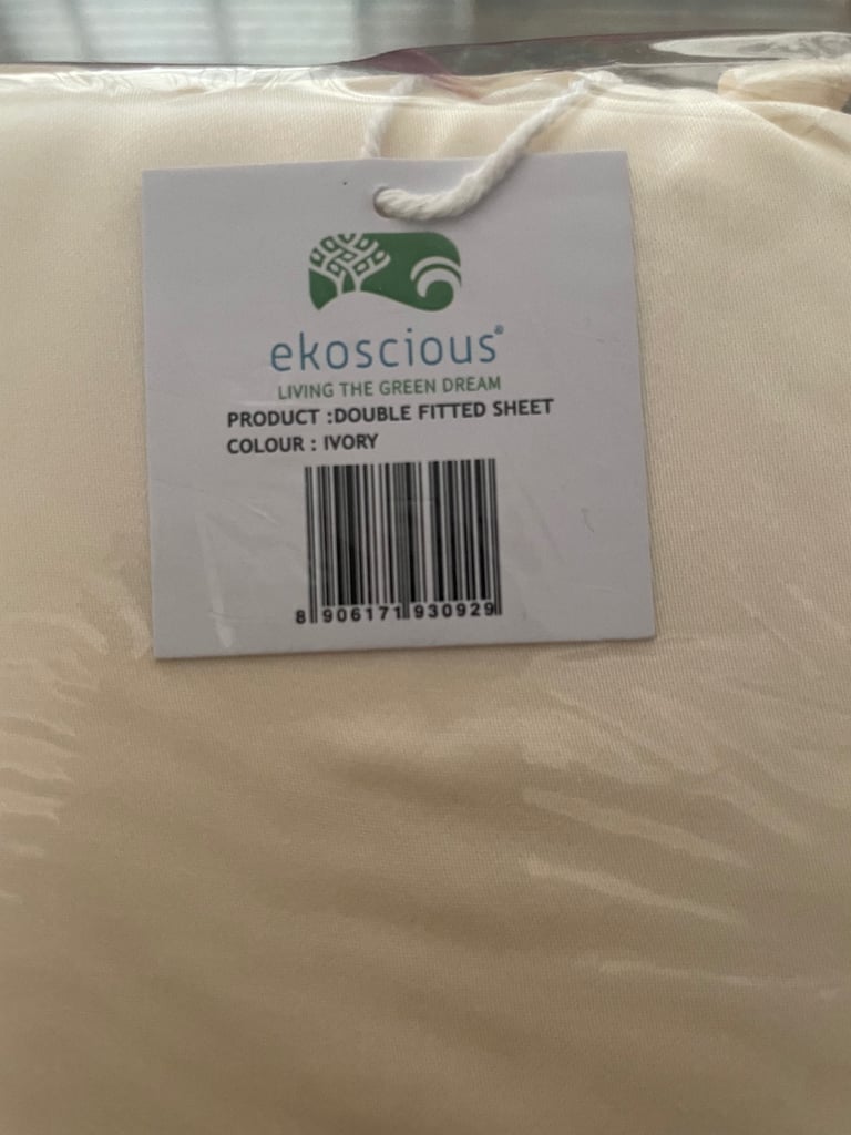 image for Ekoscious double fitted sheet set Ivory - brand new in packaging