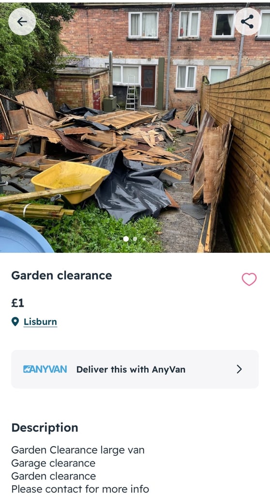 image for Garden clearance ♻️dump run Shed and garage all households large van available for dumprun♻️