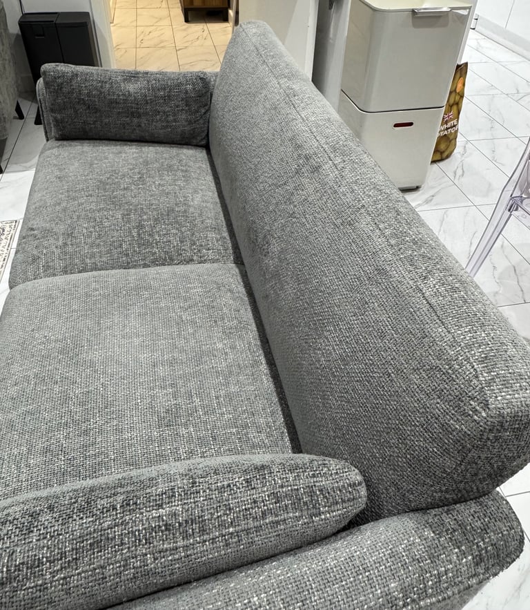 Chunky Chenille Dark Grey Mila 3 Seater Small Sofa