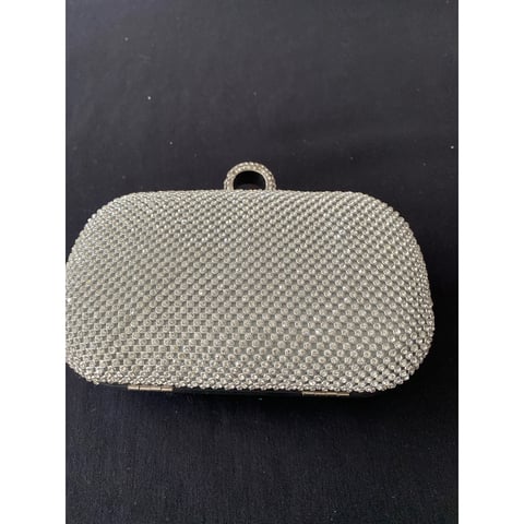 Silver diamond hot sale clutch bag