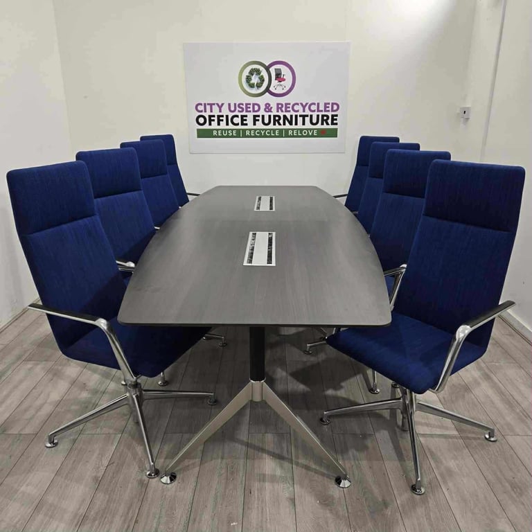 image for Executive Boardroom Table with Comms Boxes and 8x Brunner Finasoft Chairs + DELIVERY & INSTALL