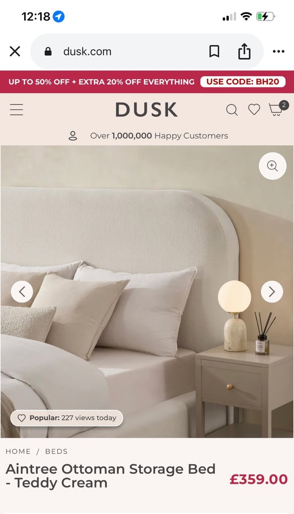 Dusk double bed Boucle off white *£299 on website now* 