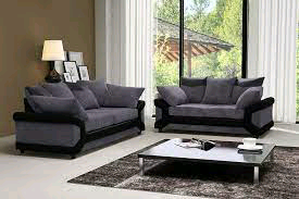 Dino black and grey corner or 3+2 sofa