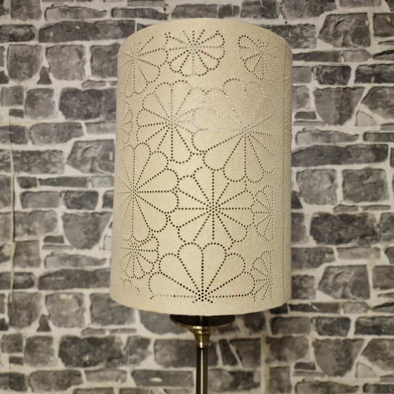 Tall Brass Effect Table Lamp with Patterned Shade