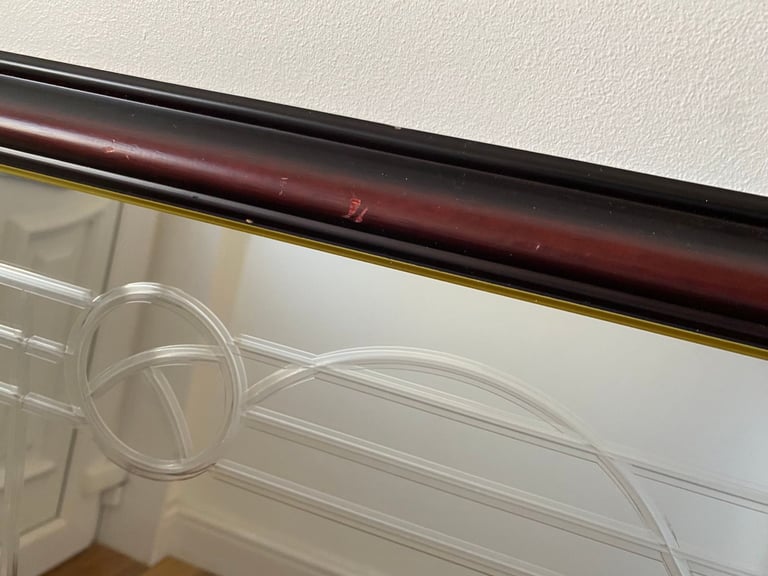 Large heavy etched rectangular mirror with Art Nouveau / Charles Rennie Mackintosh style design