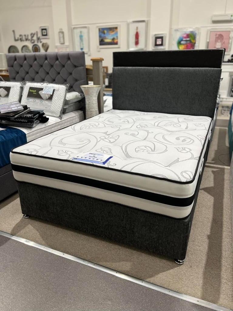 image for ]] Same Day Delivery - Divan Box Double Bed – Free Delivery - Headboard + Mattress ]]